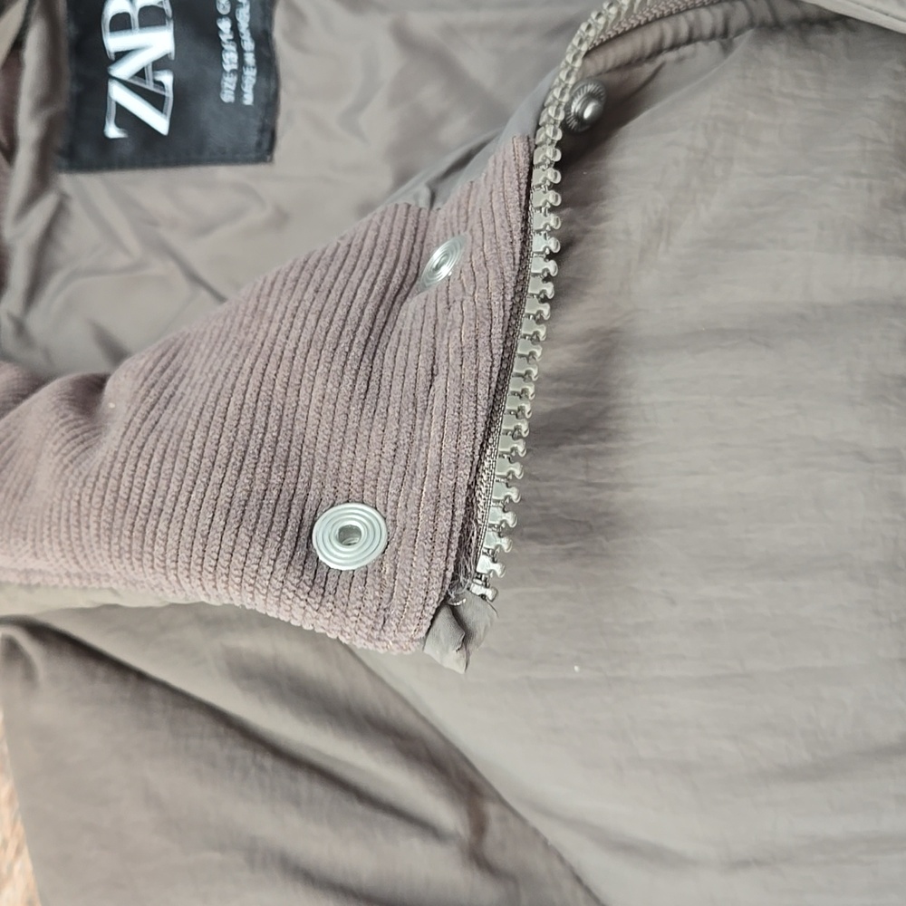 Zara Kids Beige Casual Puffer Padded Jacket With Corduroy Collar Size 13-14 - Picture 2 of 7